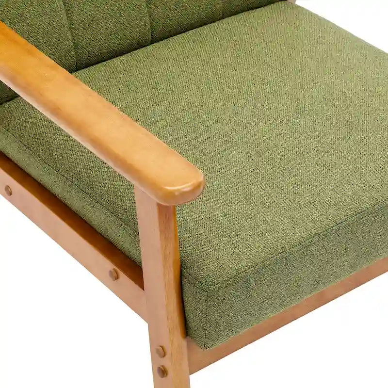 Fauteuil d'appoint décontracté avec accoudoirs et pieds en bois massif, pour le salon