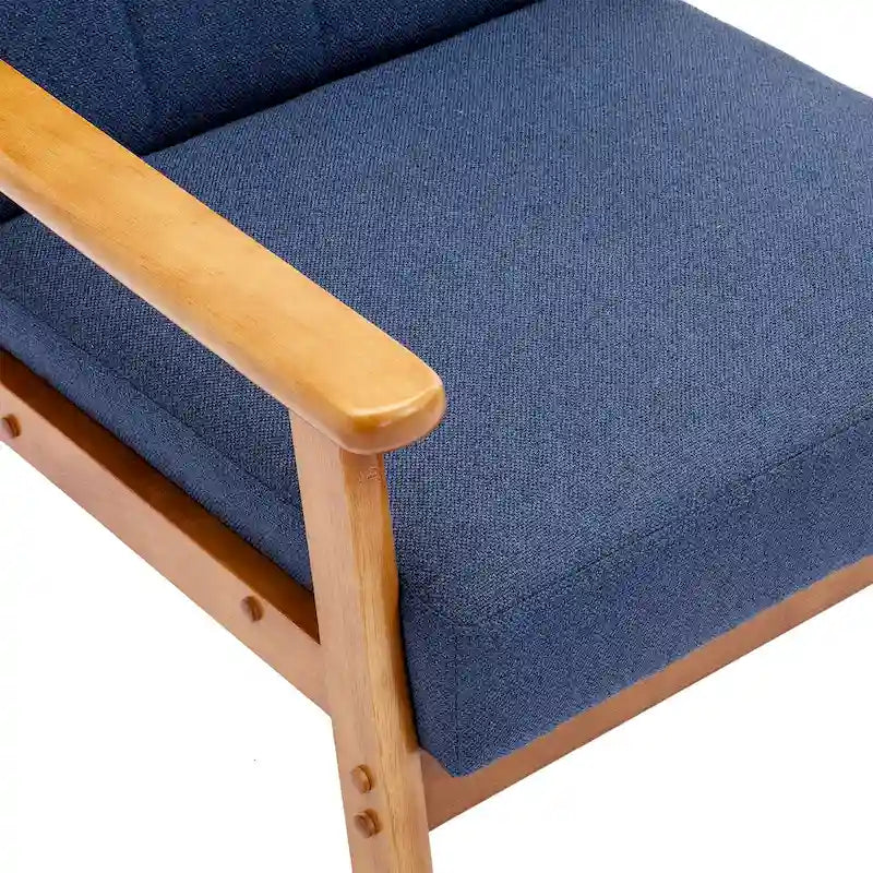 Fauteuil d'appoint décontracté avec accoudoirs et pieds en bois massif, pour le salon