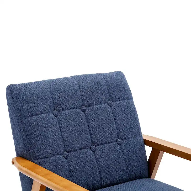 Fauteuil d'appoint décontracté avec accoudoirs et pieds en bois massif, pour le salon
