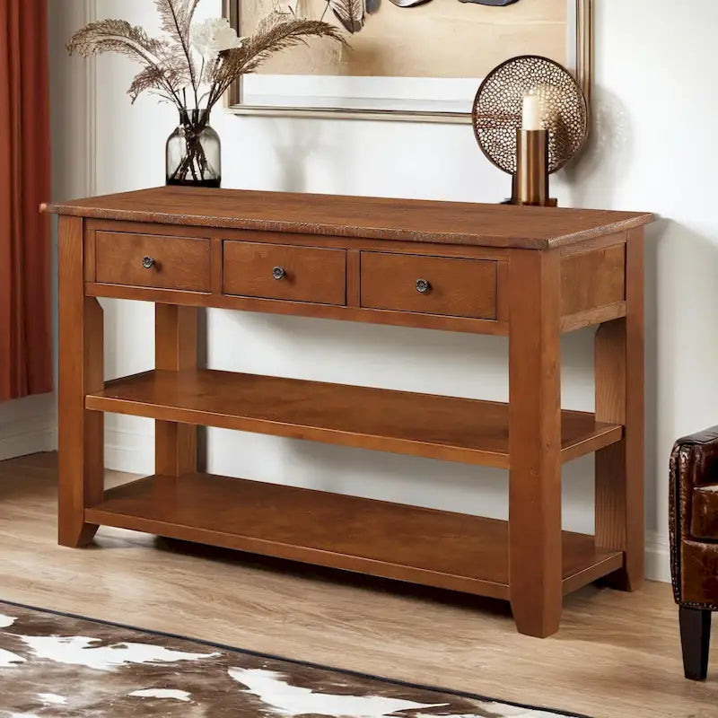 Console en bois de pin massif, table d'appoint de canapé d'entrée moderne