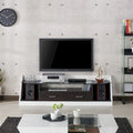 Meuble TV contemporain blanc en verre multifonctionnel de 178 cm