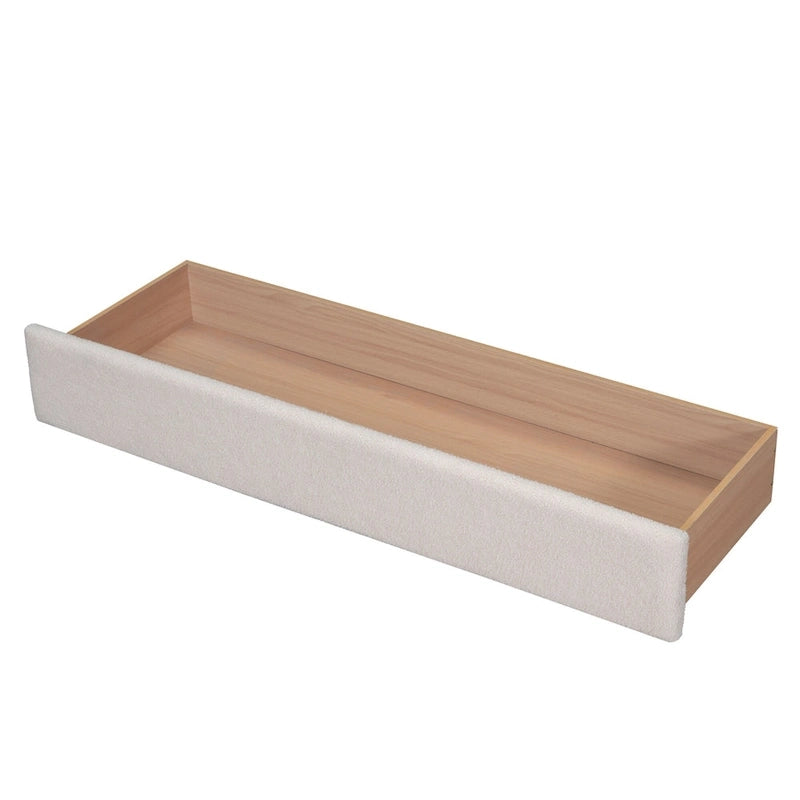Lit plateforme tapissé de taille Queen avec tiroir