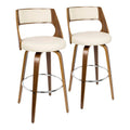 Tabouret de bar à hauteur fixe avec pieds en bois courbé et repose-pieds rond