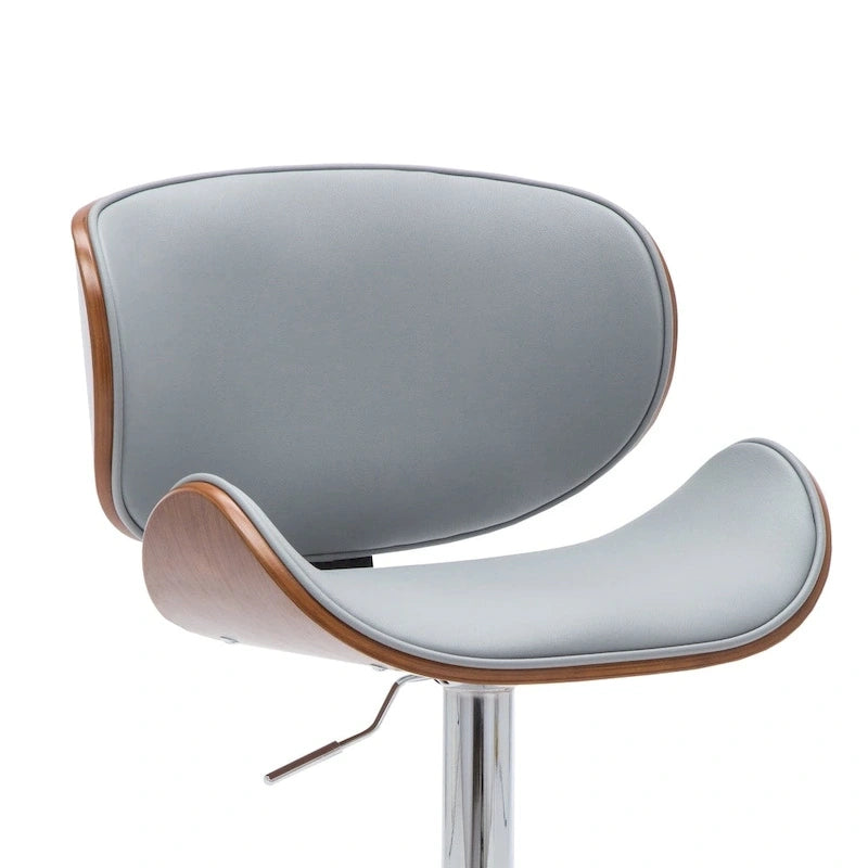 Tabouret de bar moderne pivotant en noyer, bois courbé et réglable en hauteur