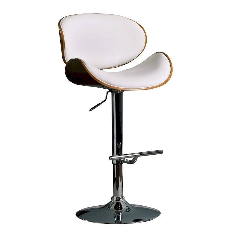Tabouret de bar moderne pivotant en noyer, bois courbé et réglable en hauteur