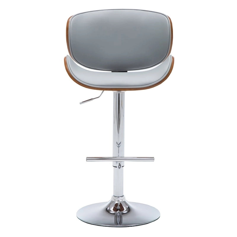 Tabouret de bar moderne pivotant en noyer, bois courbé et réglable en hauteur