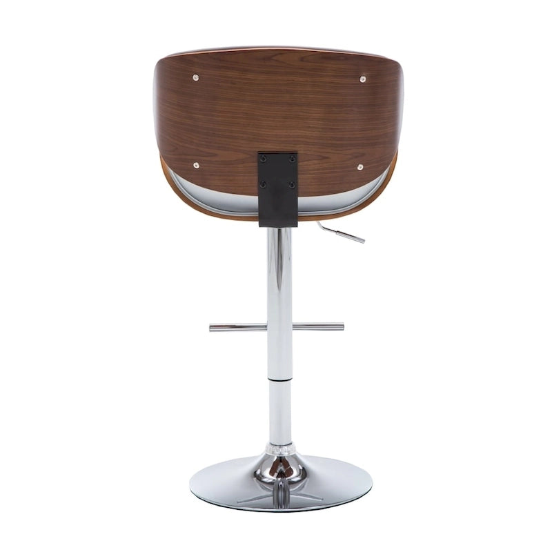 Tabouret de bar moderne pivotant en noyer, bois courbé et réglable en hauteur