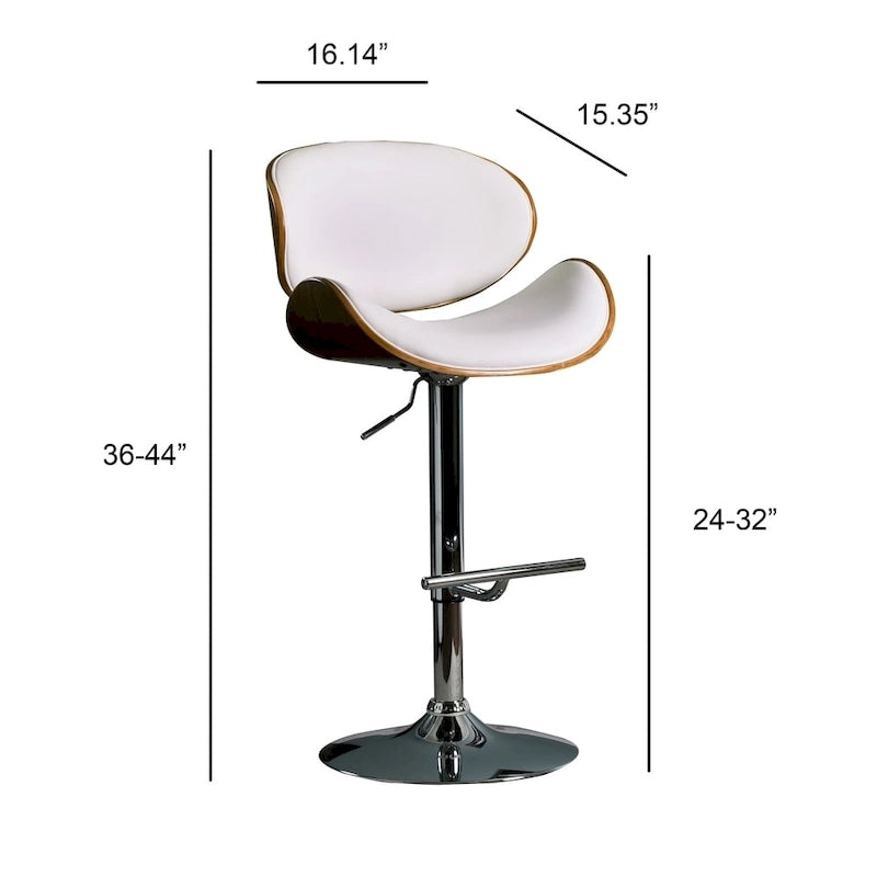 Tabouret de bar moderne pivotant en noyer, bois courbé et réglable en hauteur