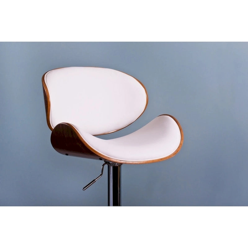Tabouret de bar moderne pivotant en noyer, bois courbé et réglable en hauteur