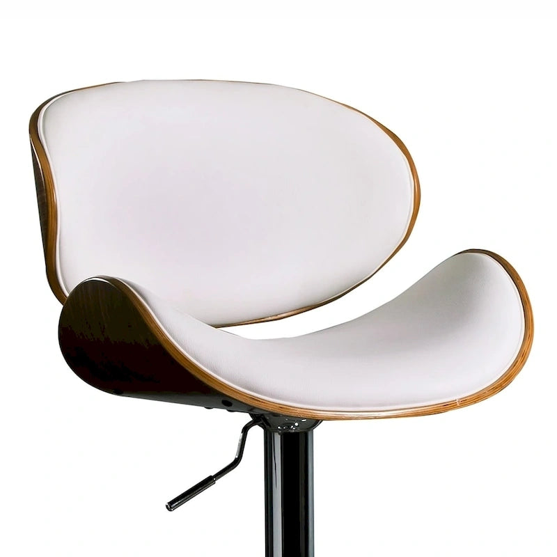 Tabouret de bar moderne pivotant en noyer, bois courbé et réglable en hauteur