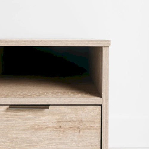 Table de chevet 1 tiroir aspect bois grainé brun