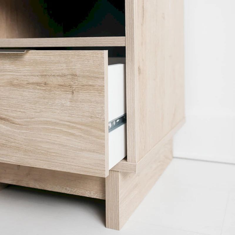Table de chevet 1 tiroir aspect bois grainé brun