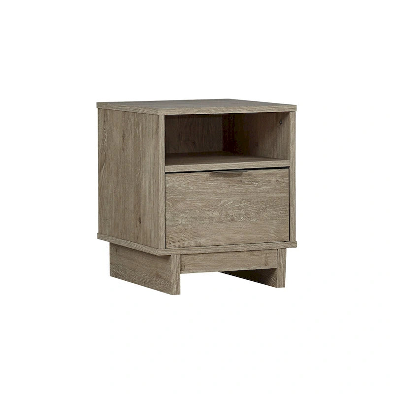 Table de chevet 1 tiroir aspect bois grainé brun