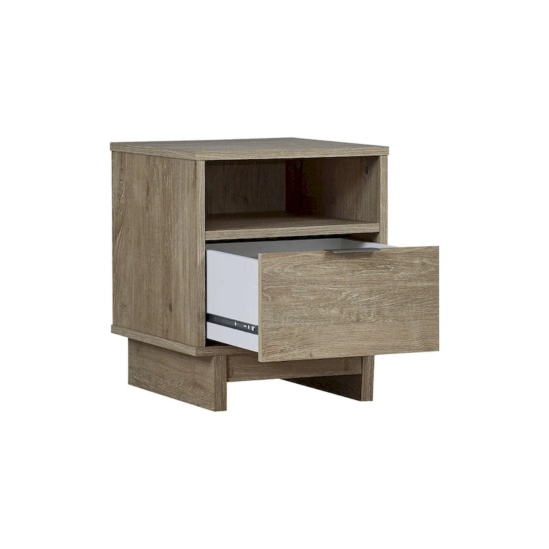 Table de chevet 1 tiroir aspect bois grainé brun