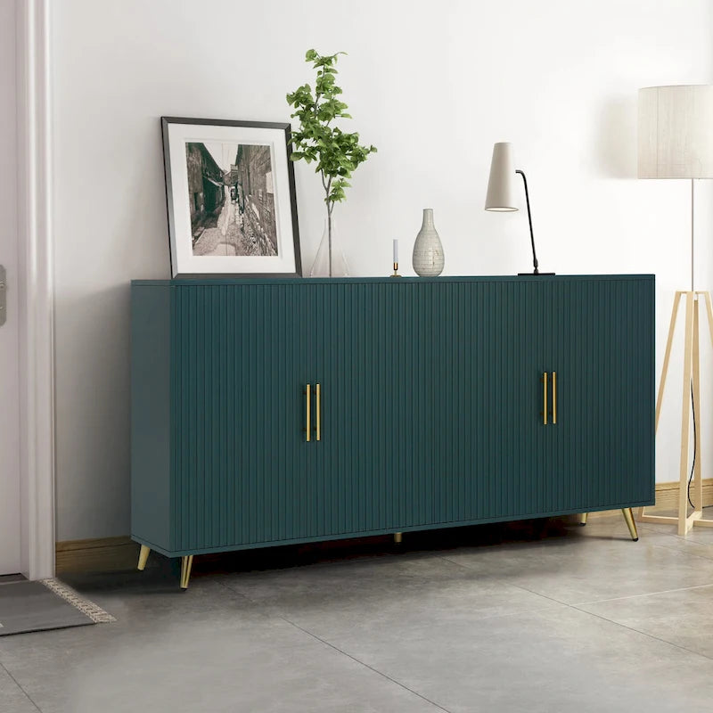 Meuble TV en bois avec armoire de rangement et étagères réglables