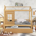 Lit maison en bois pour lit jumeau avec lit gigogne double Naturel