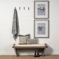Banc d'entrée en bois marron avec assise en tissu crème