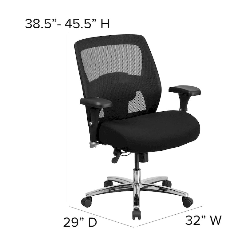 Fauteuil de bureau ergonomique en maille, grande taille, intensif 24/7, supporte jusqu'à 227 kg