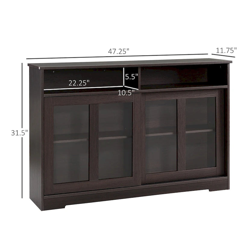 Bahut de cuisine moderne avec rangement, armoire de buffet, placard à portes coulissantes en verre