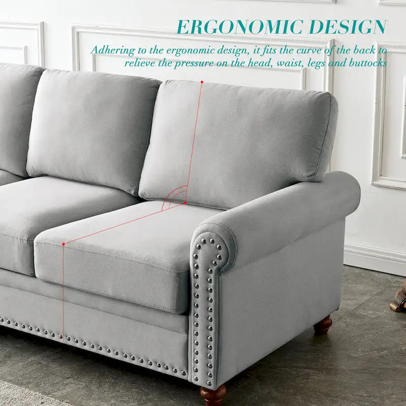 Causeuse de rangement en tissu de lin rembourré beige