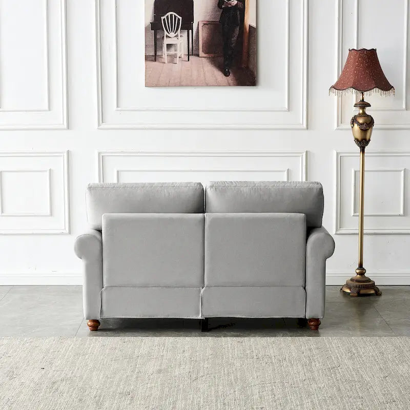 Causeuse de rangement en tissu de lin rembourré beige