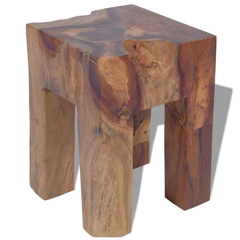 Tabouret en teck massif, petite table d'appoint, marron