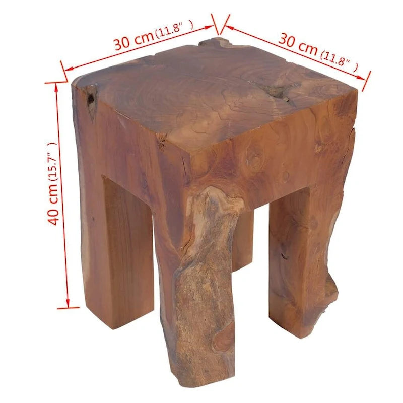 Tabouret en teck massif, petite table d'appoint, marron