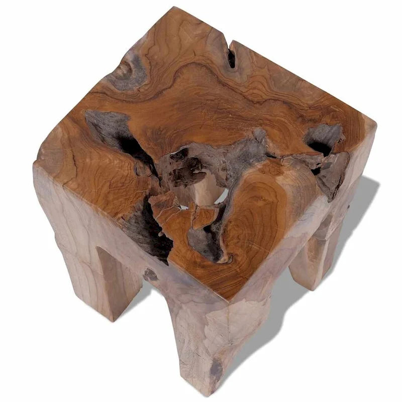 Tabouret en teck massif, petite table d'appoint, marron