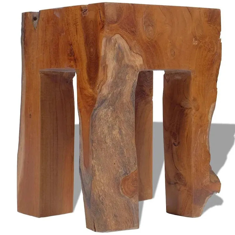 Tabouret en teck massif, petite table d'appoint, marron