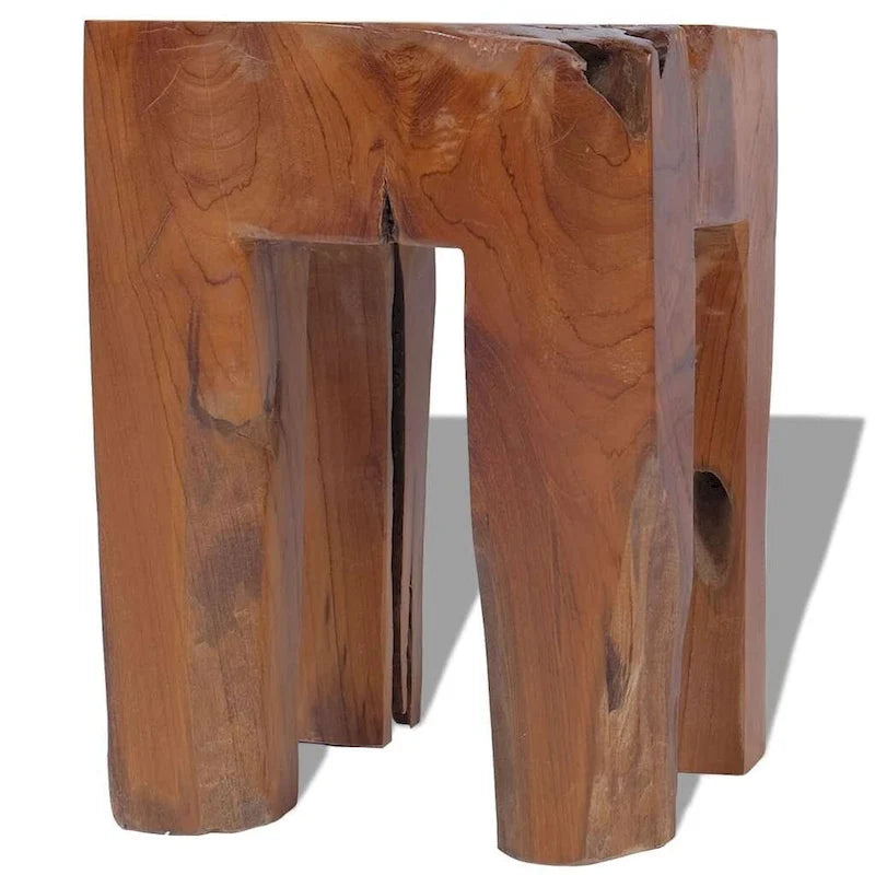 Tabouret en teck massif, petite table d'appoint, marron