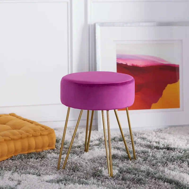Pouf avec pieds épingle à cheveux ronds
