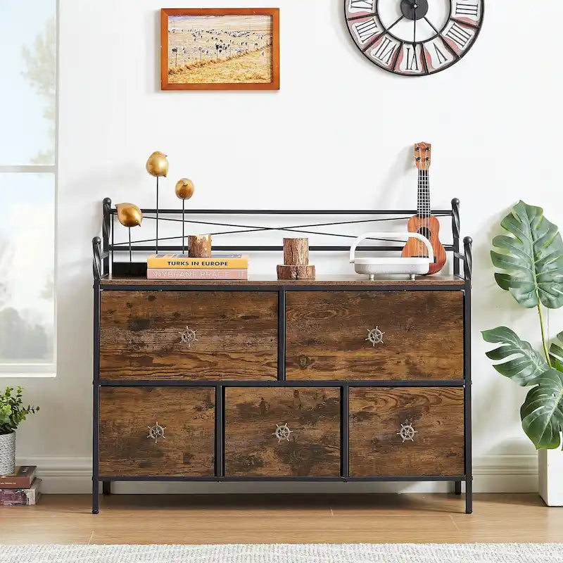 Commode en bois à 5 tiroirs Meuble de rangement