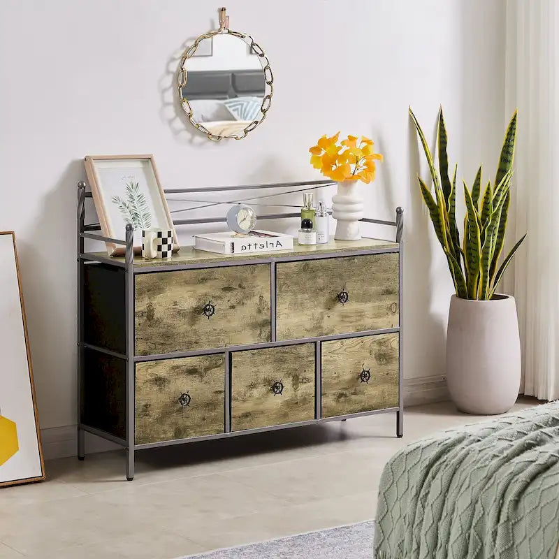 Commode en bois à 5 tiroirs Meuble de rangement