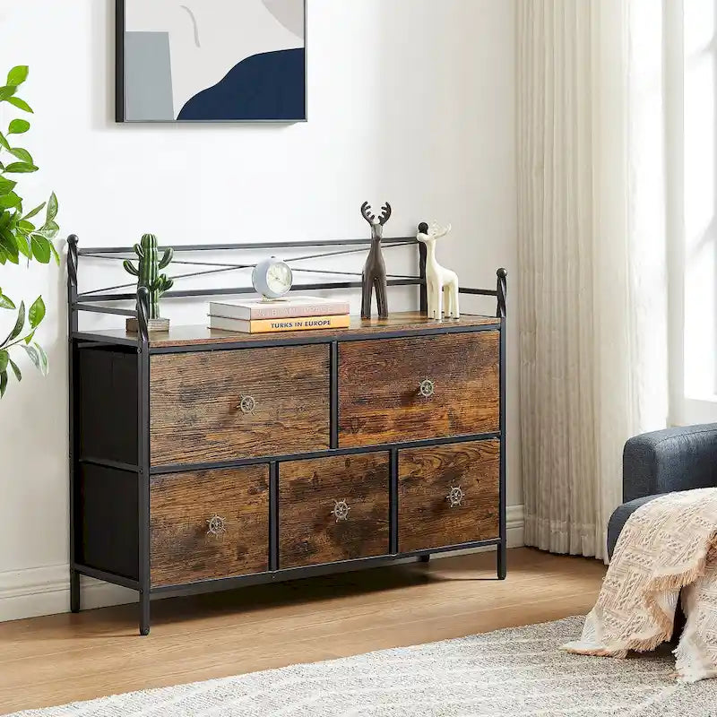 Commode en bois à 5 tiroirs Meuble de rangement