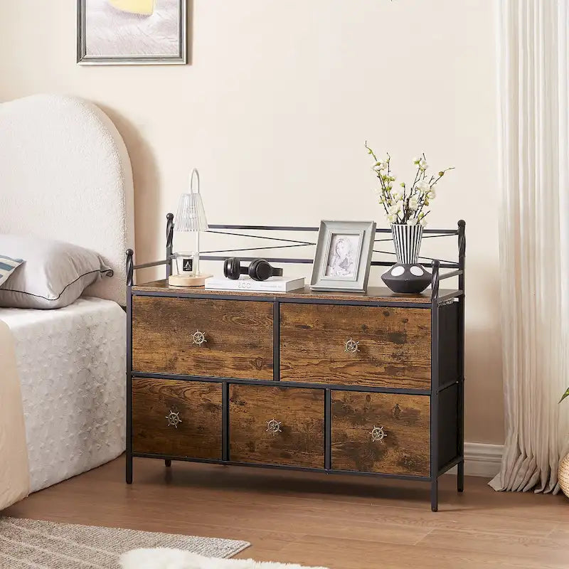 Commode en bois à 5 tiroirs Meuble de rangement