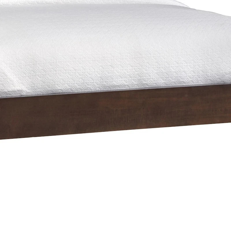 Lit double, tête de lit avec panneau ajouré, bois d'acajou brun