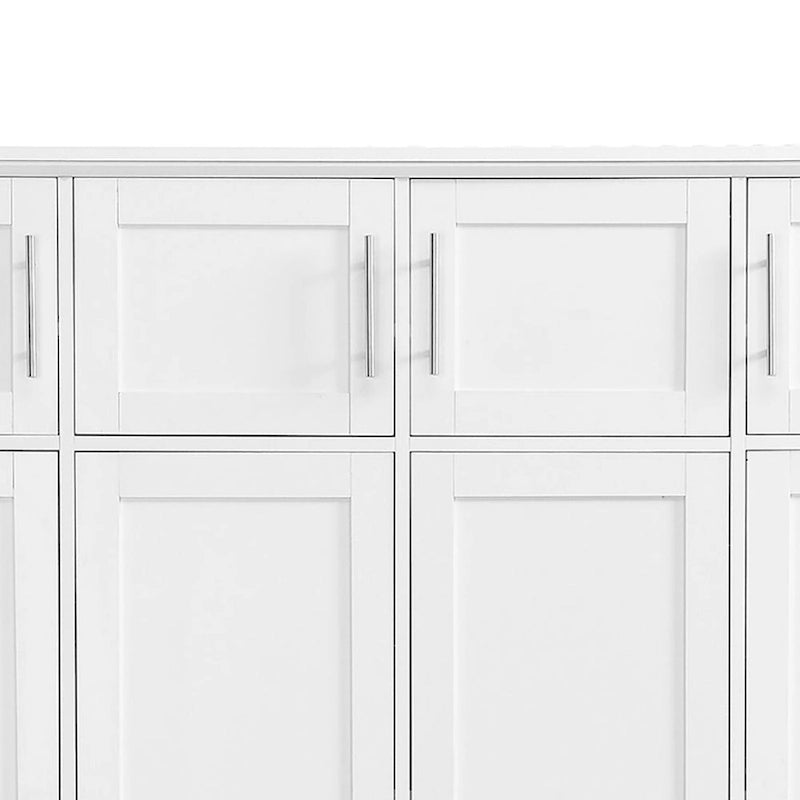 Meuble d'entrée haut en bois élégant avec 8 armoires et 4 compartiments de rangement ouverts