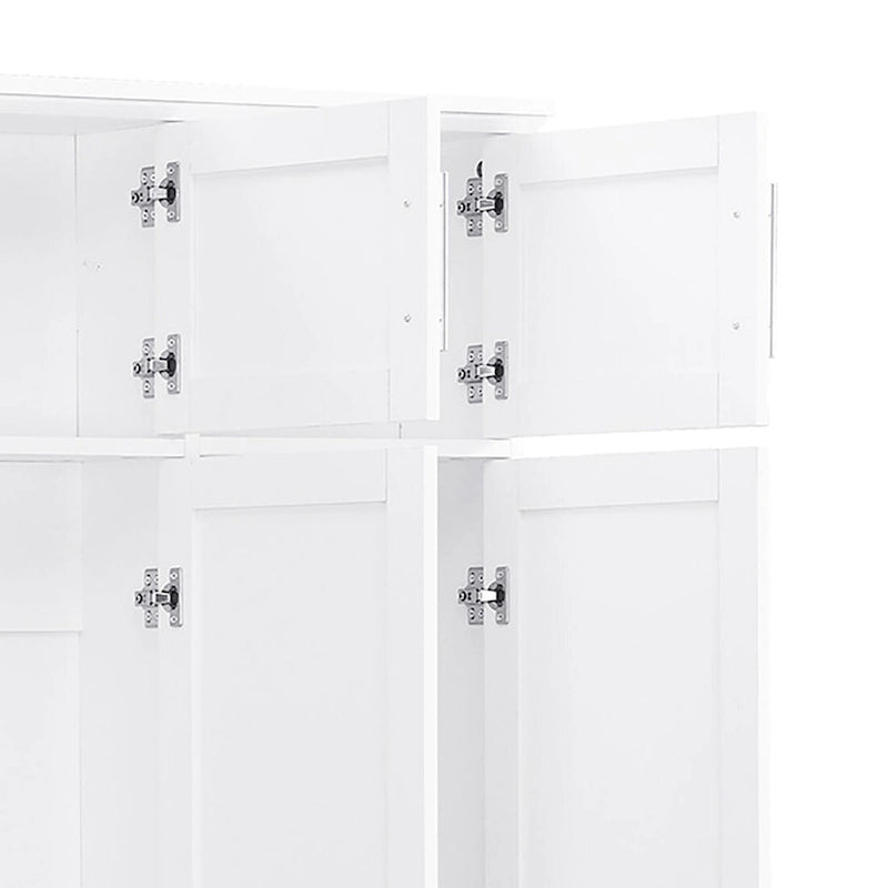Meuble d'entrée haut en bois élégant avec 8 armoires et 4 compartiments de rangement ouverts