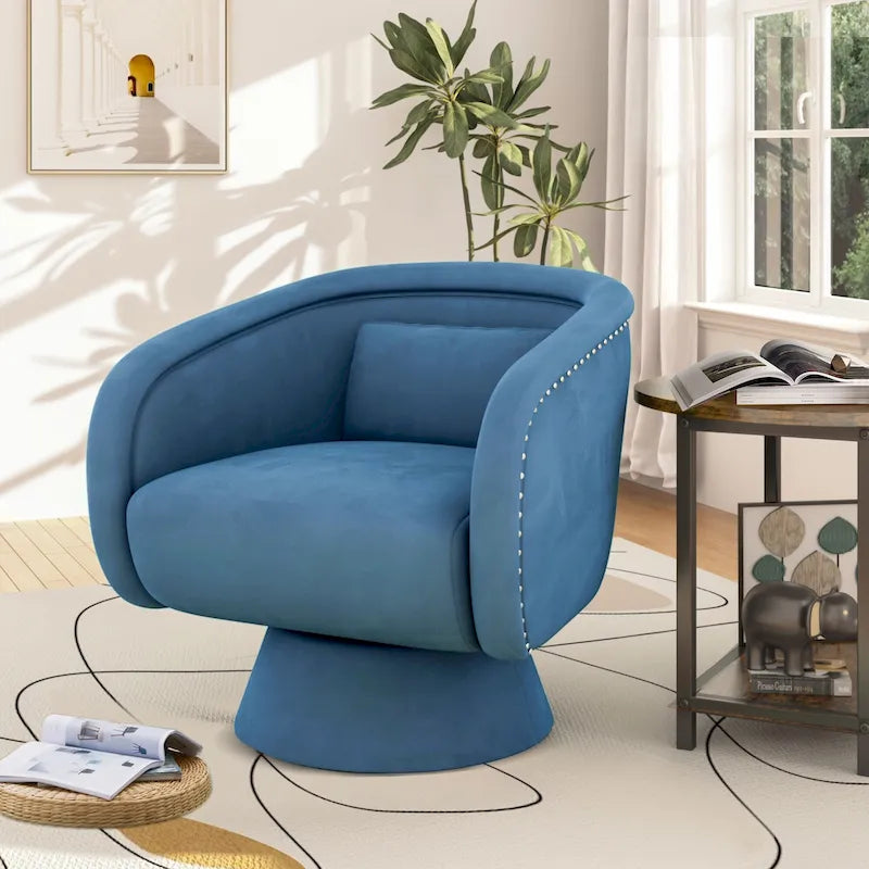 Fauteuil baril pivotant clouté