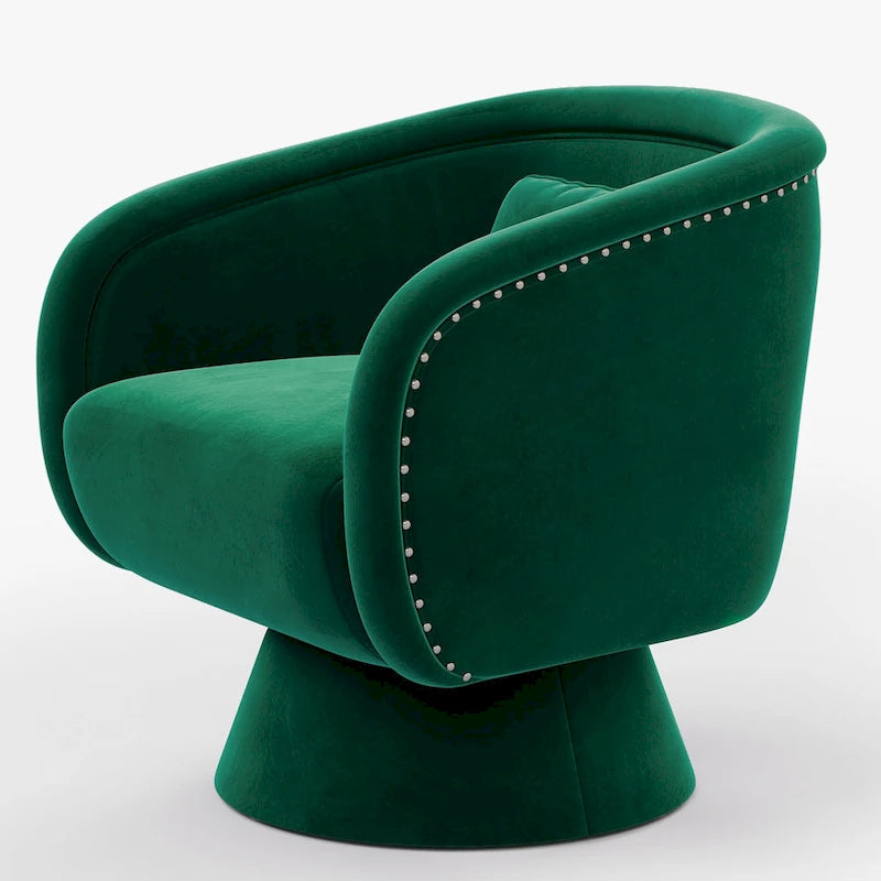 Fauteuil baril pivotant clouté