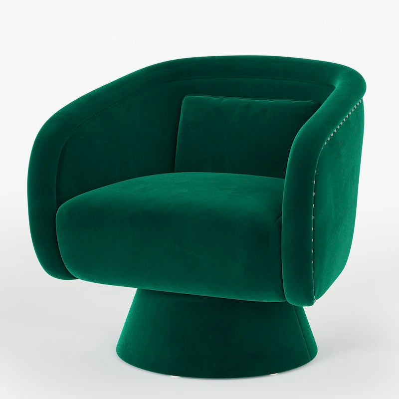 Fauteuil baril pivotant clouté