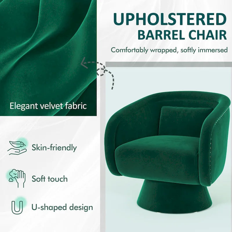 Fauteuil baril pivotant clouté