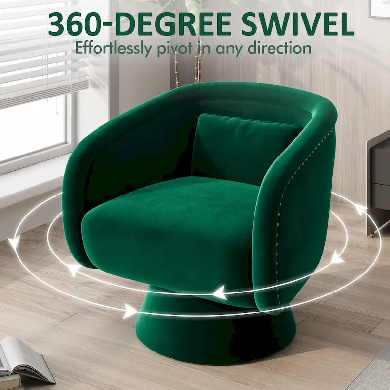 Fauteuil baril pivotant clouté