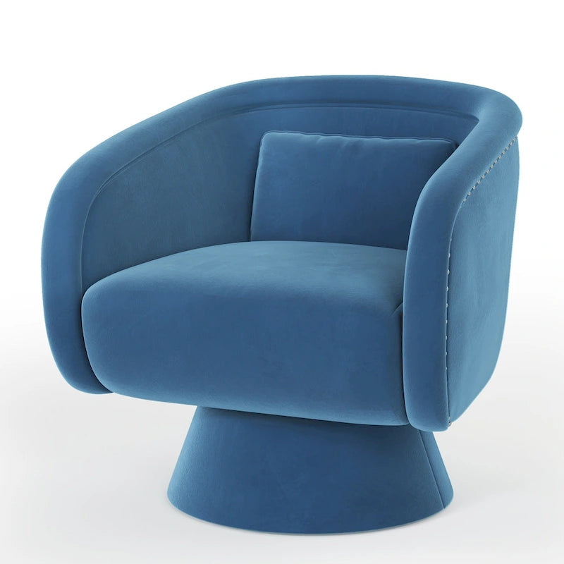 Fauteuil baril pivotant clouté