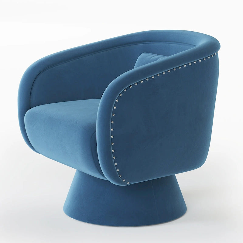 Fauteuil baril pivotant clouté