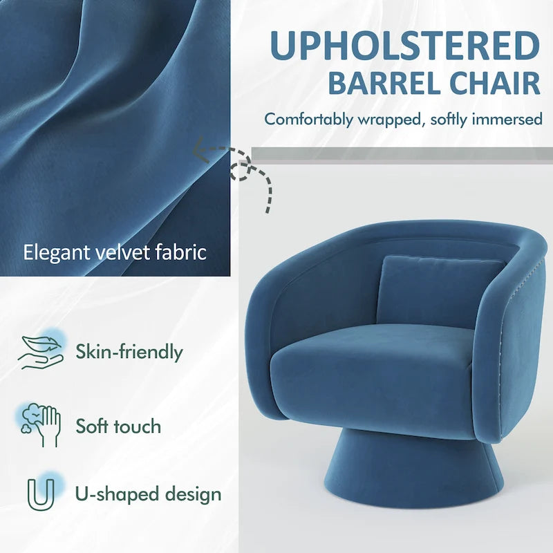 Fauteuil baril pivotant clouté