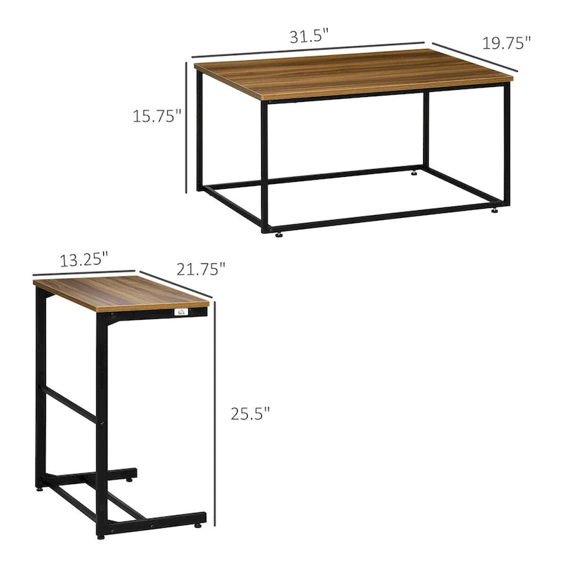 Table basse industrielle avec cadre en métal et patins réglables