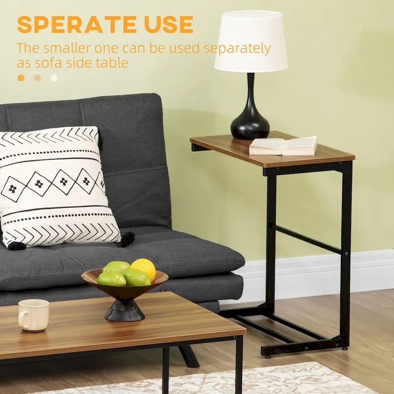Table basse industrielle avec cadre en métal et patins réglables