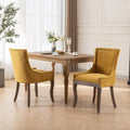 Chaises de salle à manger en tissu épais avec pieds en bois massif, clous décoratifs couleur bronze