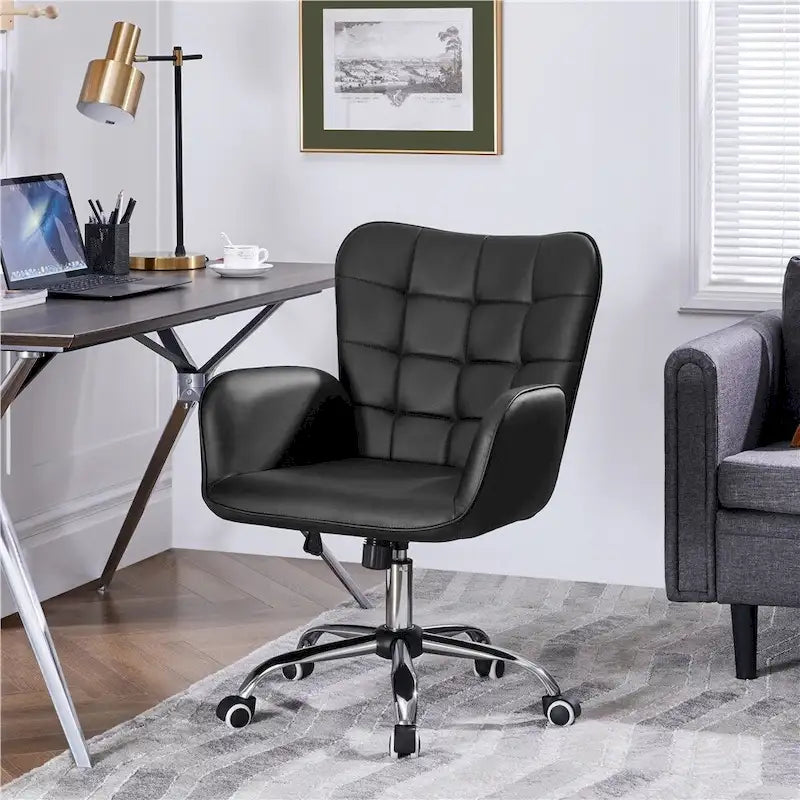 Chaise de bureau en similicuir avec accoudoirs rembourrés Chaise de bureau moderne